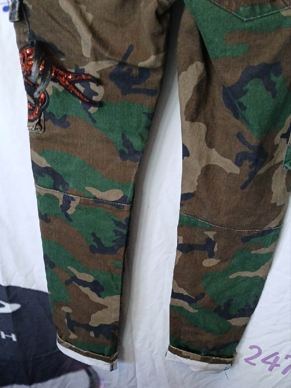 Embellished Camo Cargo Trousers - Green - Picture 9 of 9